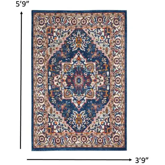 Blue and Ruby Medallion Area Rug Photo 6