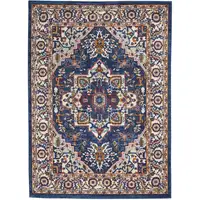 Photo of Blue and Ruby Medallion Area Rug