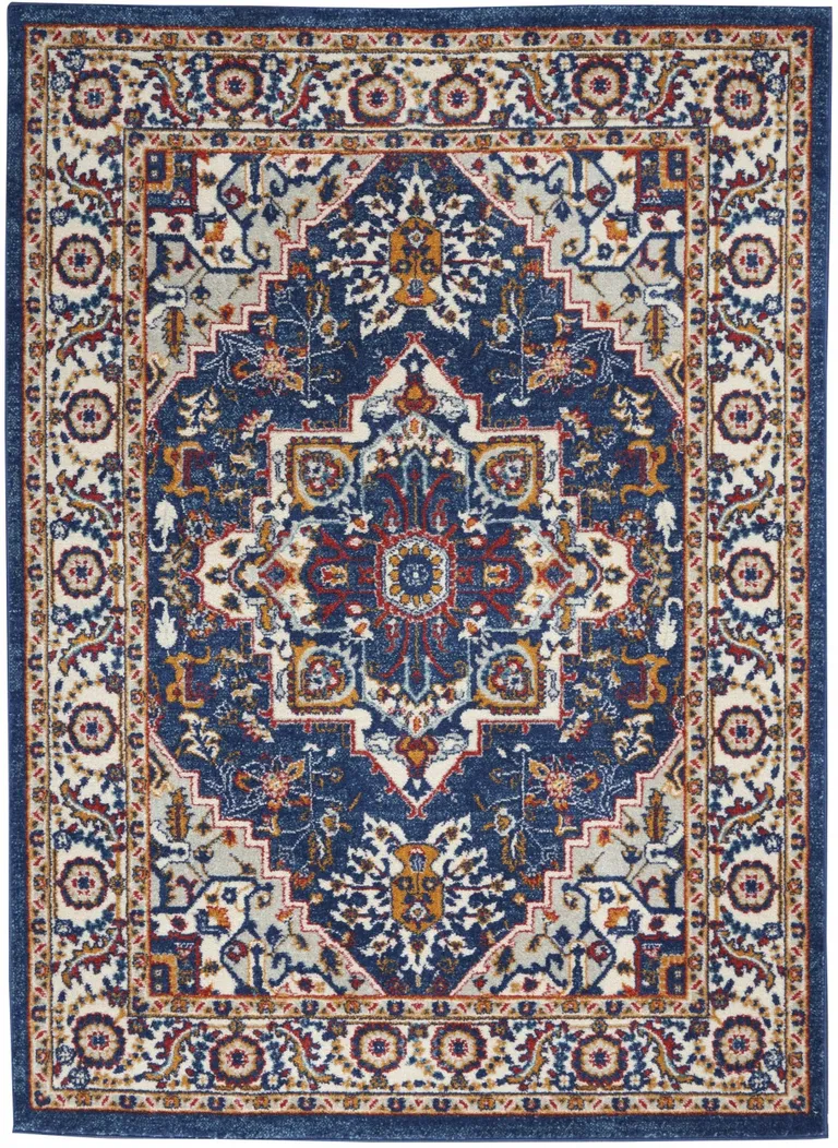 Blue and Ruby Medallion Area Rug Photo 1