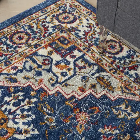 Blue and Ruby Medallion Area Rug Photo 4