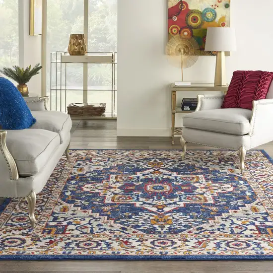 Blue and Ruby Medallion Area Rug Photo 7