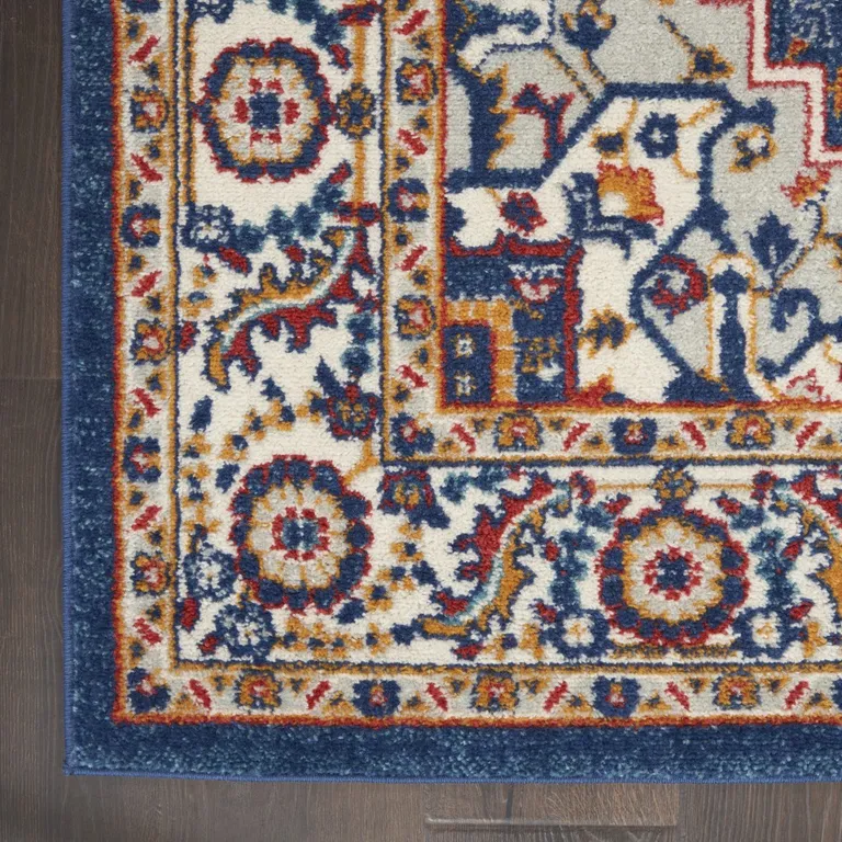 Blue and Ruby Medallion Area Rug Photo 2