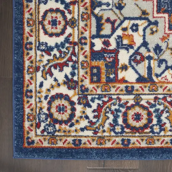 Blue and Ruby Medallion Area Rug Photo 2