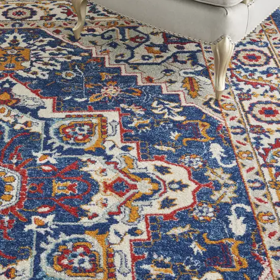 Blue And Ivory Power Loom Area Rug Photo 7