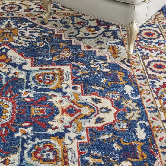 Blue and Ruby Medallion Area Rug Photo 4