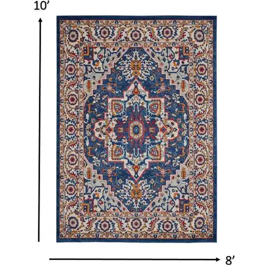 Blue and Ruby Medallion Area Rug Photo 6