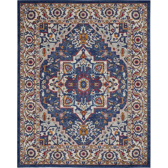 Blue And Ivory Power Loom Area Rug Photo 1