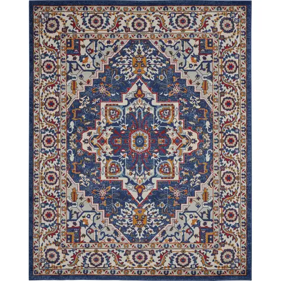 Blue and Ruby Medallion Area Rug Photo 1