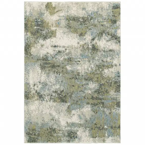 Blue and Sage Distressed Waves Indoor Area Rug Photo 1