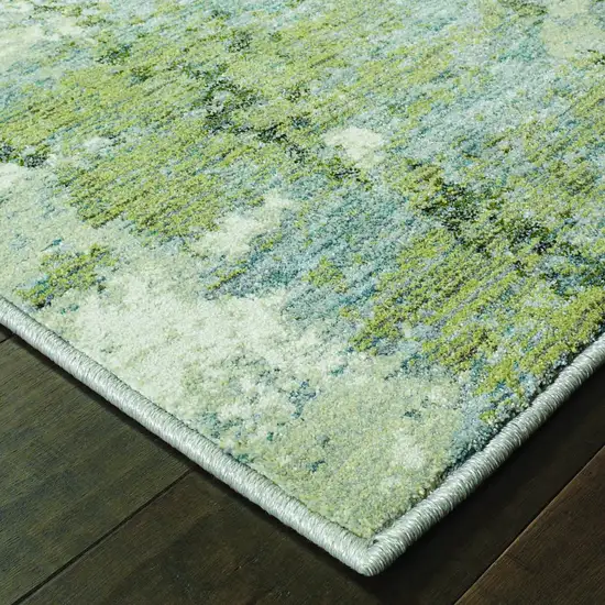 Blue and Sage Distressed Waves Indoor Area Rug Photo 3