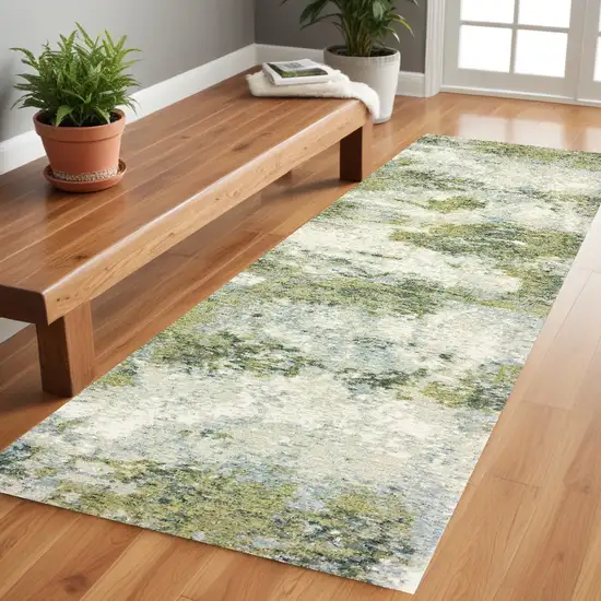 Blue Green Power Loom Runner Rug Photo 1