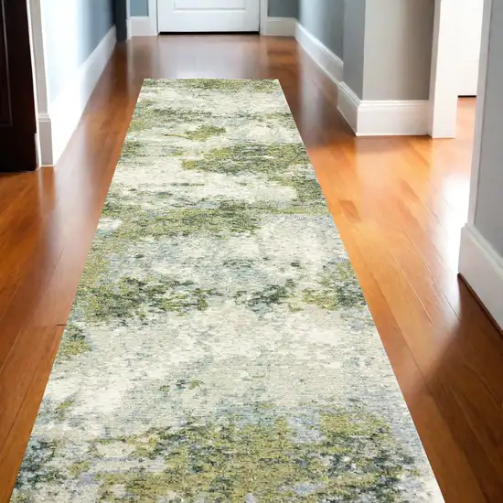 Blue Green Power Loom Runner Rug Photo 1