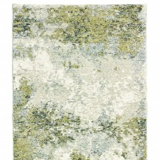 Blue and Sage Distressed Waves Indoor Runner Rug Photo 5