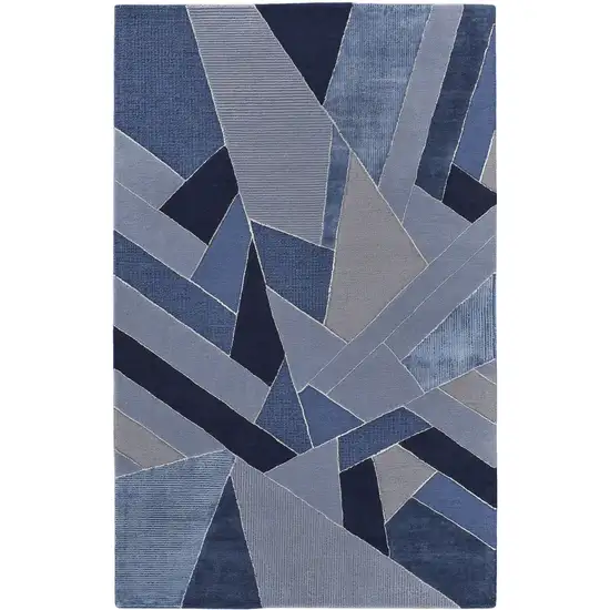 Blue and Silver Mosaic Hand Tufted Area Rug Photo 4