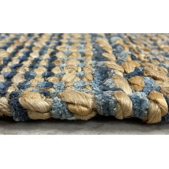 Blue and Tan Braided Stripe Area Rug Photo 2