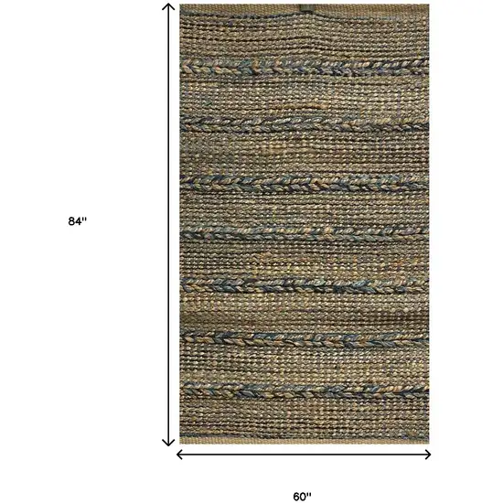 Tan and Blue Hand Woven Area Rug Photo 3