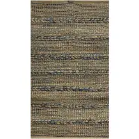 Photo of Blue and Tan Braided Stripe Area Rug