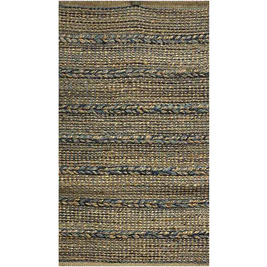 Blue and Tan Braided Stripe Area Rug Photo 1