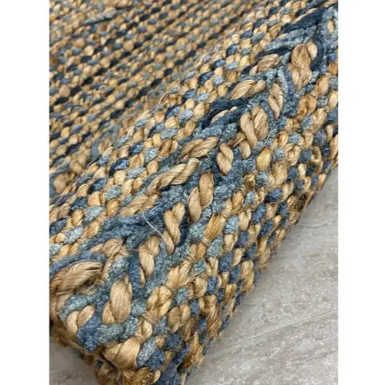 Blue and Tan Braided Stripe Area Rug Photo 3