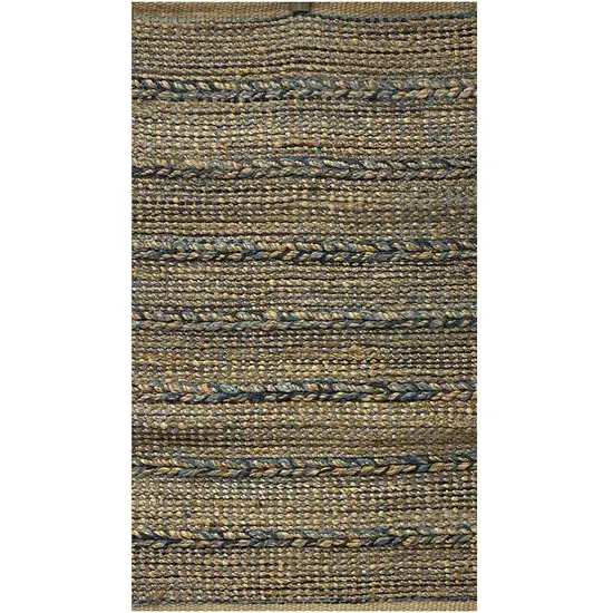 Tan and Blue Hand Woven Area Rug Photo 9