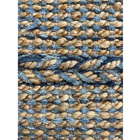 Blue and Tan Braided Stripe Area Rug Photo 6