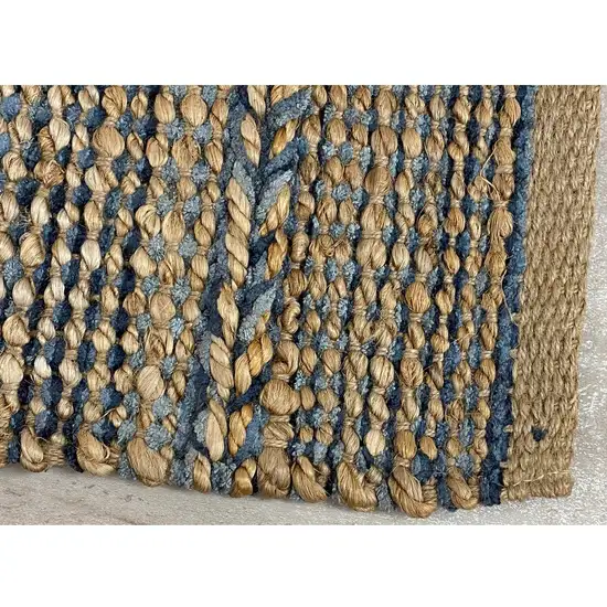 Blue and Tan Braided Stripe Area Rug Photo 5