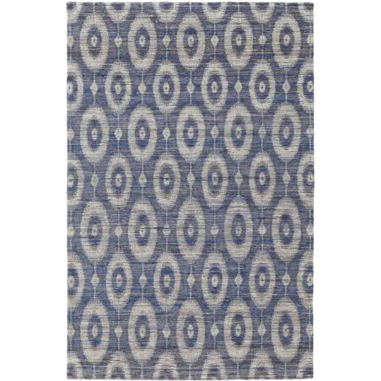 Blue and Tan Geometric Hand Woven Area Rug Photo 2