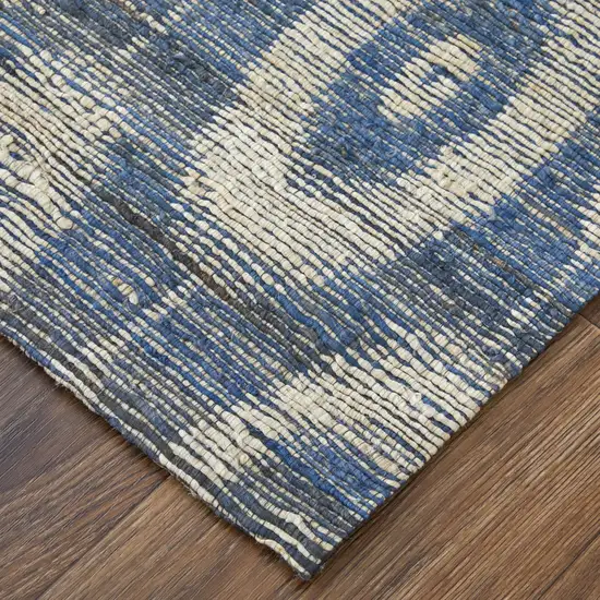 Blue and Tan Geometric Hand Woven Area Rug Photo 8