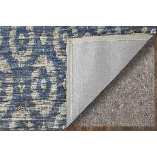 Blue and Tan Geometric Hand Woven Area Rug Photo 5