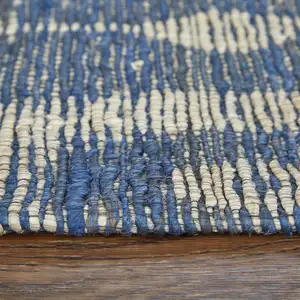 Photo of Blue and Tan Geometric Hand Woven Area Rug