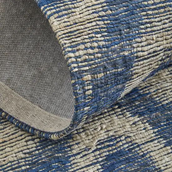 Blue and Tan Geometric Hand Woven Area Rug Photo 6