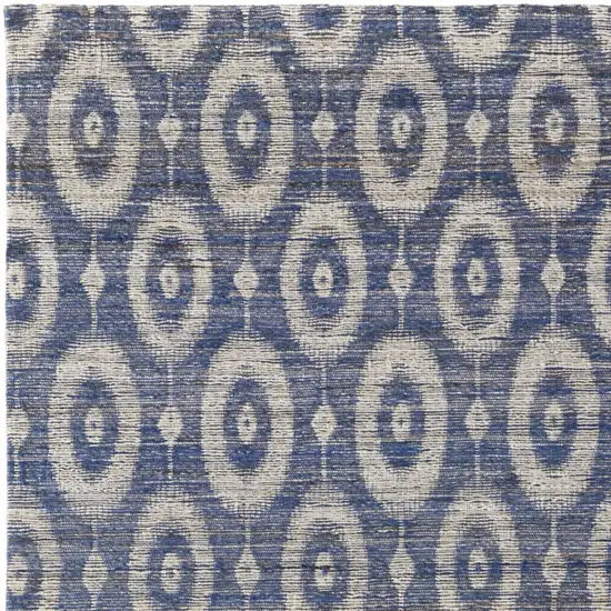 Blue and Tan Geometric Hand Woven Area Rug Photo 7