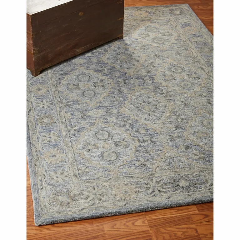 Blue and Tan Traditional Area Rug Photo 5