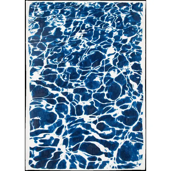 Blue and White Abstract Non Skid Area Rug Photo 6