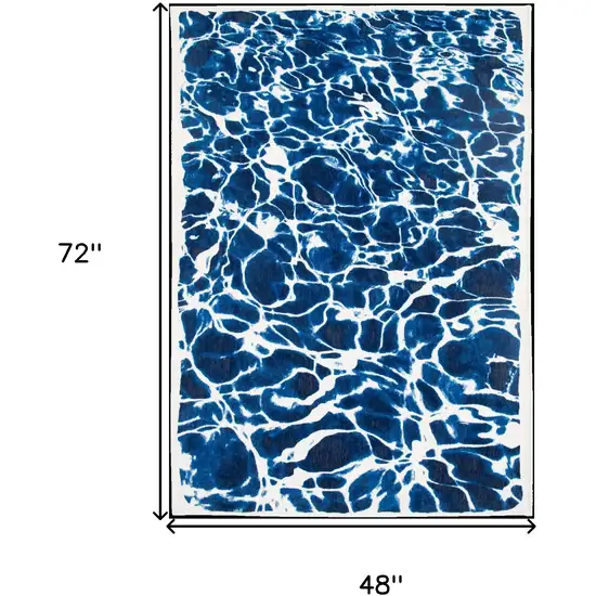 Blue and White Abstract Non Skid Area Rug Photo 3