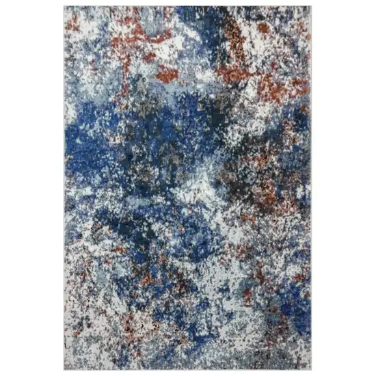 Blue and White Abstract Ocean Area Rug Photo 1