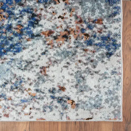 Blue and White Abstract Ocean Area Rug Photo 3