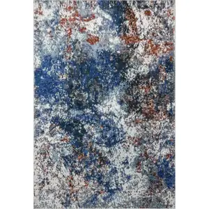 Photo of Blue and White Abstract Ocean Area Rug