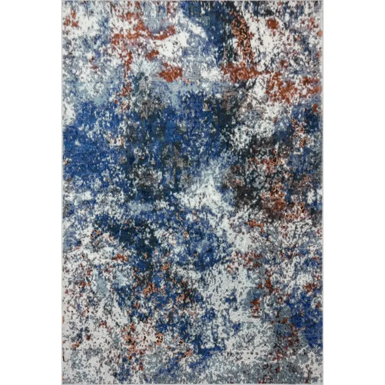 Blue and White Abstract Ocean Area Rug Photo 1