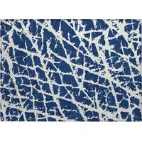 Photo of Blue and White Abstract Washable Non Skid Indoor Outdoor Area Rug