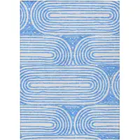 Photo of Blue and White Abstract Washable Non Skid Indoor Outdoor Area Rug