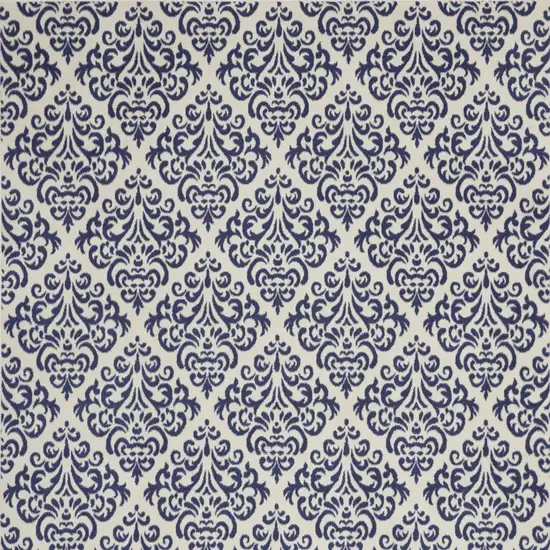 Blue and White Damask Power Loom Area Rug Photo 5