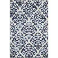 Photo of Blue and White Damask Power Loom Area Rug