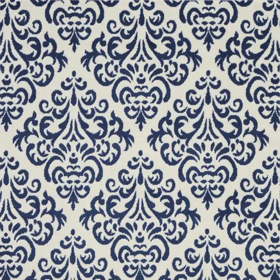 Blue and White Damask Power Loom Area Rug Photo 5