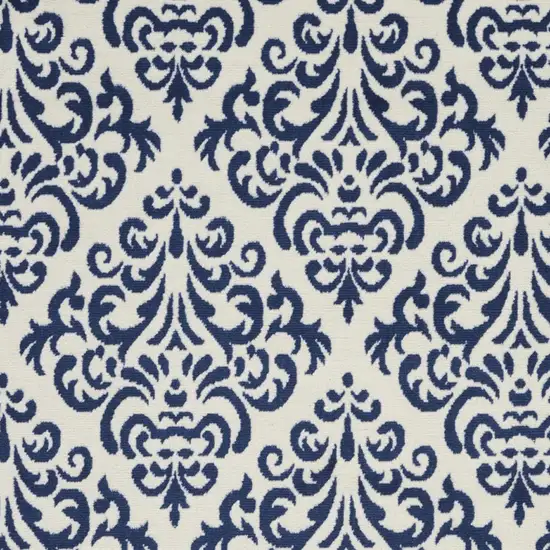 Blue and White Damask Power Loom Area Rug Photo 4