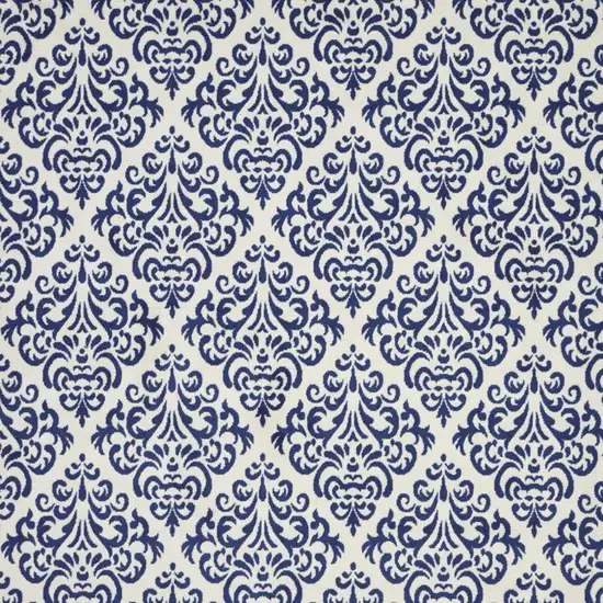 Blue and White Damask Power Loom Area Rug Photo 6