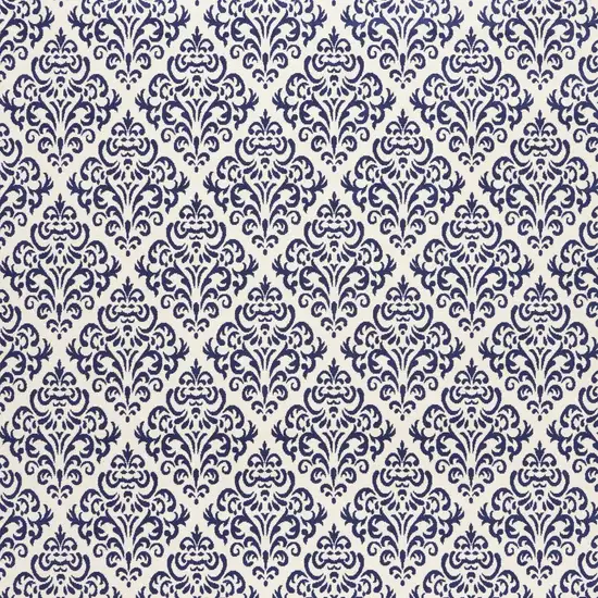 Blue and White Damask Power Loom Area Rug Photo 5