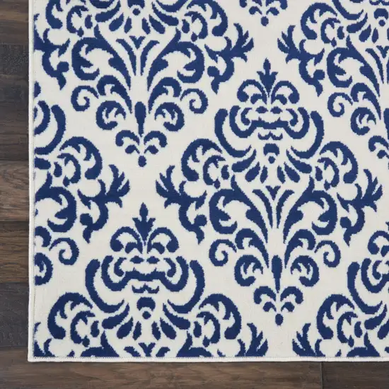 Blue And White Damask Area Rug Photo 7