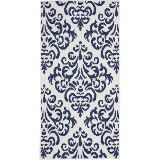 Blue And White Damask Area Rug Photo 2