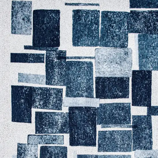 Blue and White Geometric Non Skid Area Rug Photo 6